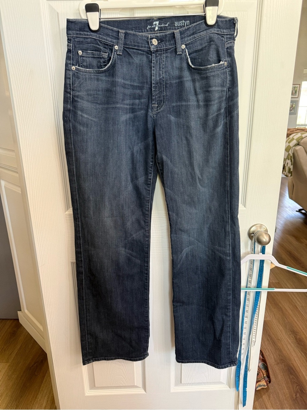 7 For All Mankind Austyn Straight Leg Jeans Dark Wash Stretch Denim 34